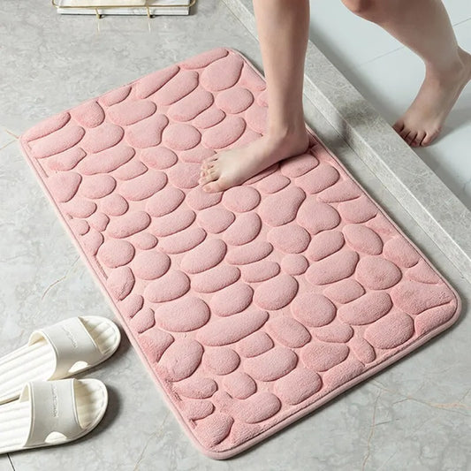 Alfombra de baño antideslizante efecto piedra rosa (40x60cm) - ByLeoZ