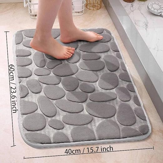 Alfombra de baño antideslizante efecto piedra gris (40x60cm) - ByLeoZ