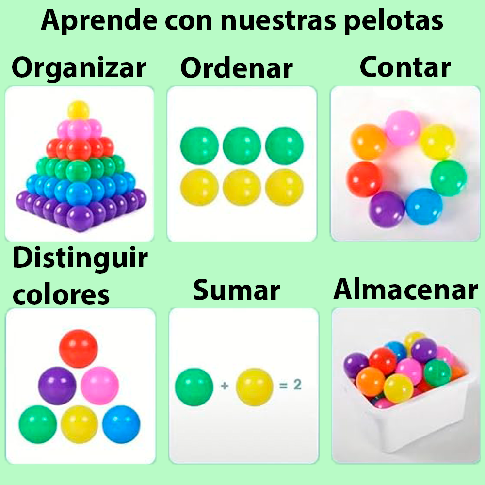 Bolas multicolor 7 colores de piscina infantil con un diámetro de 5,5cm - ByLeoZ